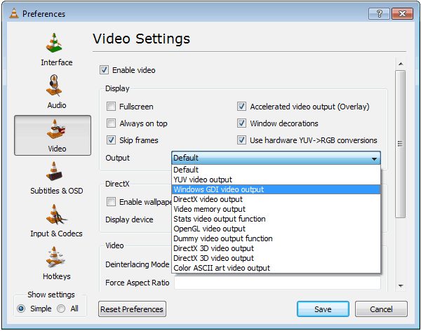 fix no video displayed in vlc media player windows 7 img3